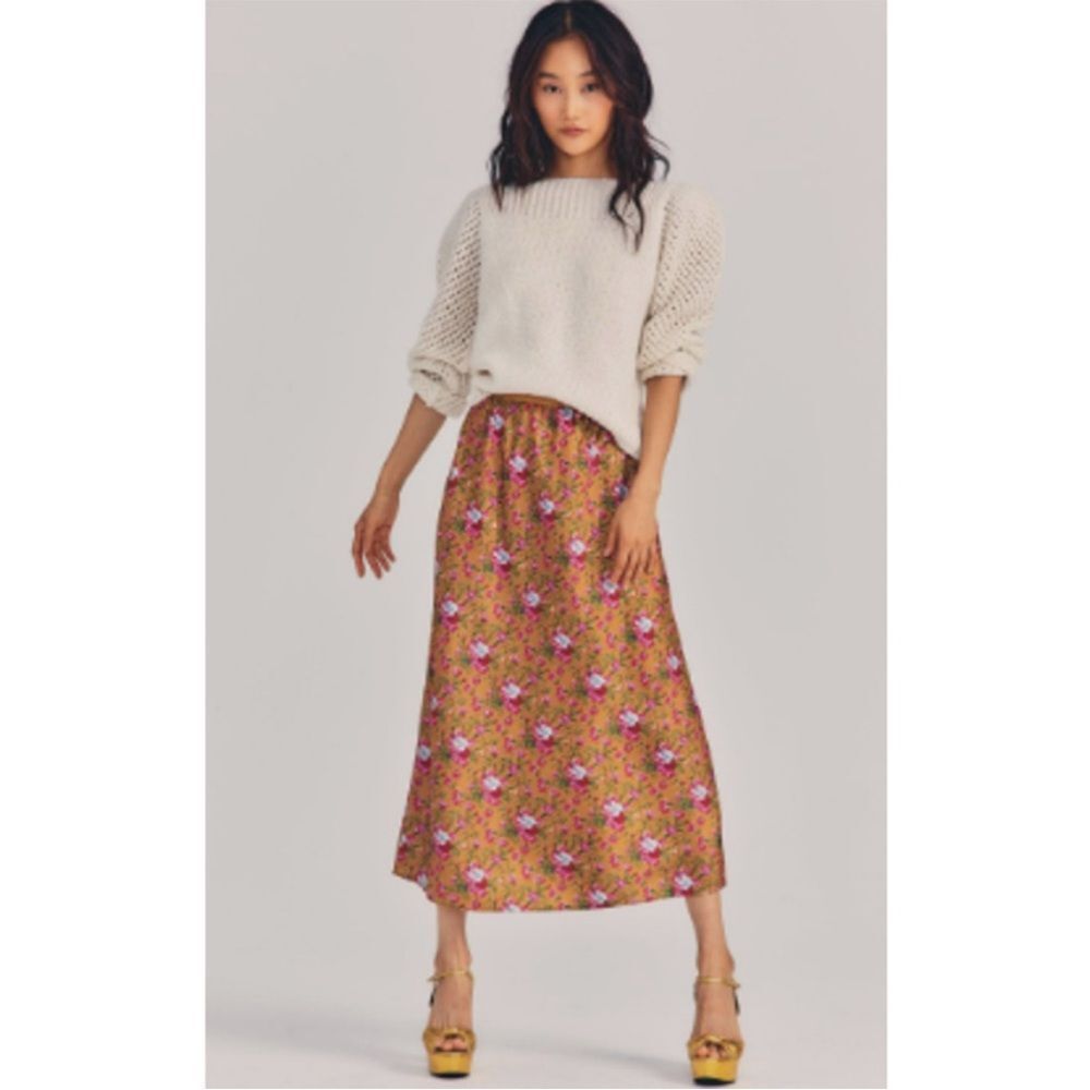 LOVESHACKFANCY Aimee Midi Skirt Ruby Goldmine size XS